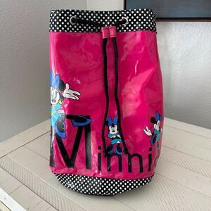Vintage 90s Pyramid Disney Duffle Drawstring Hot Pink Minnie Mouse Bag Vinyl